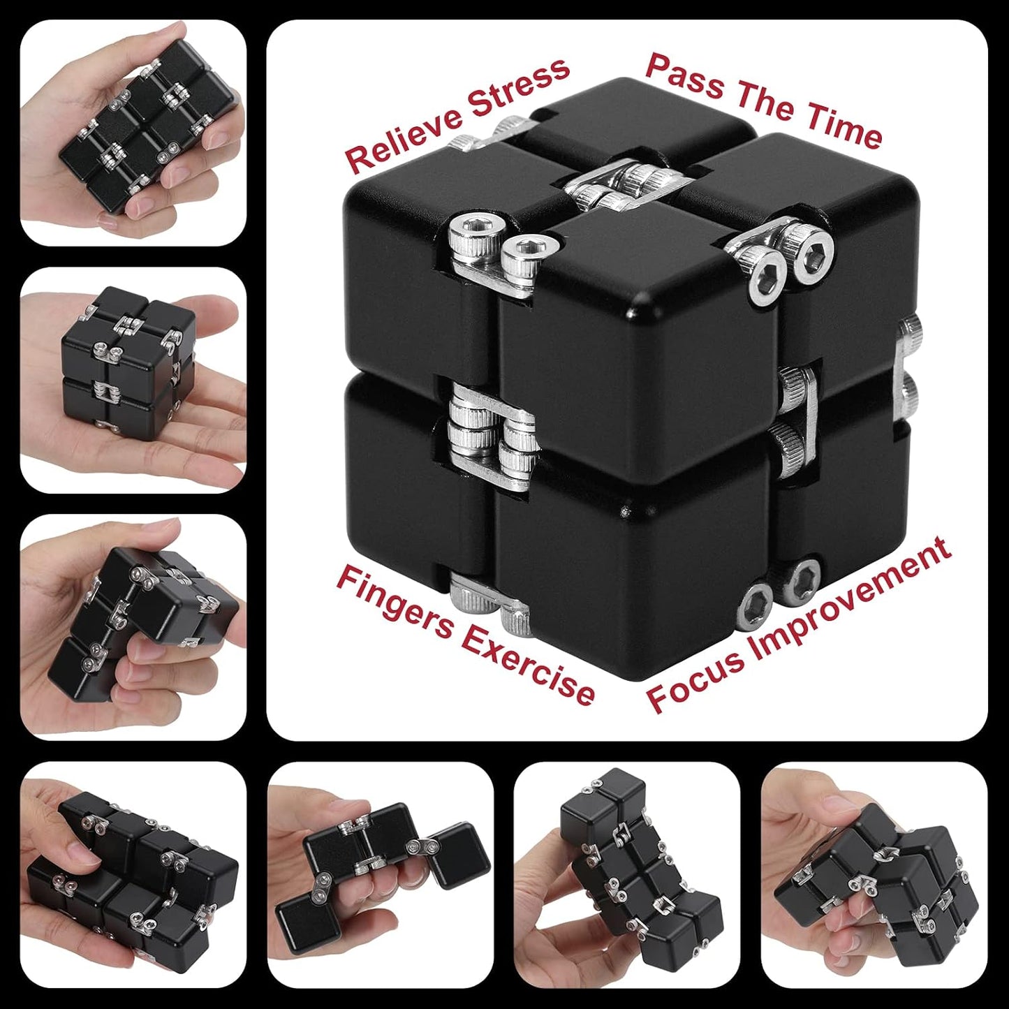 Lifidea Aluminum Alloy Metal Infinity Cube Fidget Cube (6 Colors) Handheld Fidget Toy Desk Toy with Cool Case Infinity Magic Cube Relieve Stress Anxiety ADHD OCD for Kids and Adults (Blue)