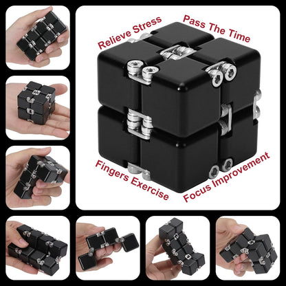 Lifidea Aluminum Alloy Metal Infinity Cube Fidget Cube (6 Colors) Handheld Fidget Toy Desk Toy with Cool Case Infinity Magic Cube Relieve Stress Anxiety ADHD OCD for Kids and Adults (Blue)