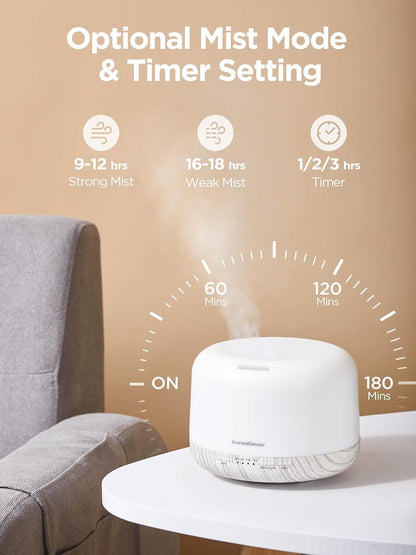 InnoGear 500ml Essential Oil Diffuser with Remote Control, Premium Ultrasonic Aromatherapy Diffusers Mother's Gift Scent Humidifier Vaporizer Auto-Off Timer for Large Room Home, Yellow