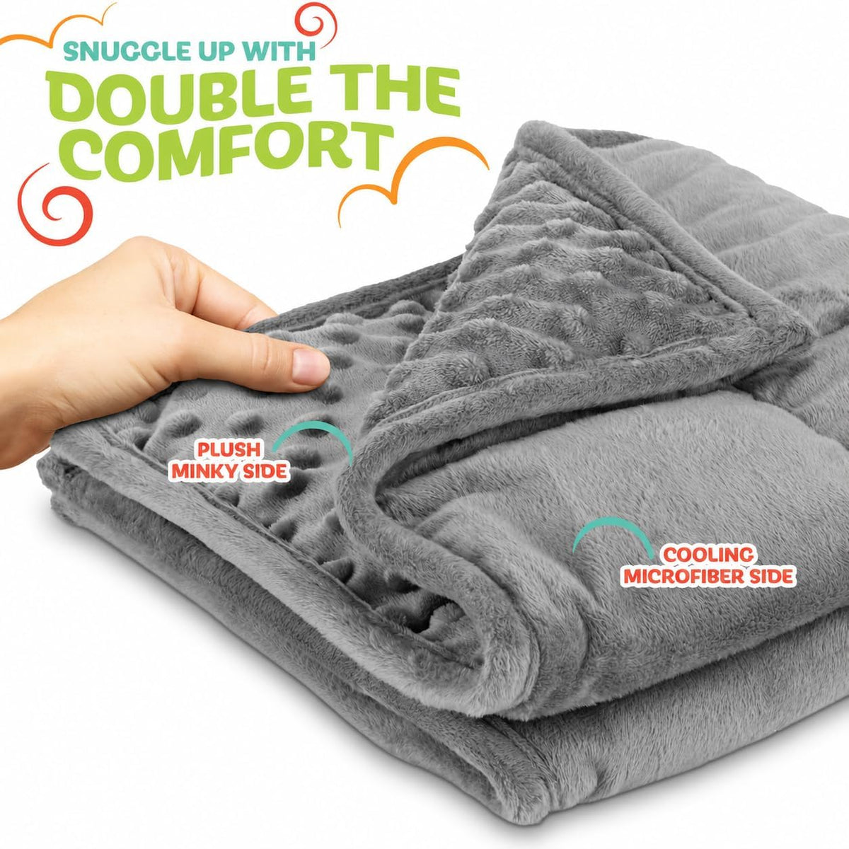 Kidaddle 5lb Weighted Blanket for Kids (Blue) 19x22 Inch, Plush Minky Weighted Lap Pad with Travel Bag for Ages 4+