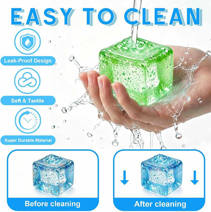 Square Squishy Squeeze Fidget Toys: Stress Relief Toys for Men Super Soft Slow Rising Cube - Sensory Desk Toys for Office Stress, Anxiety Relief & Focus - Cool Birthday Party Favors for Teens & Adults
