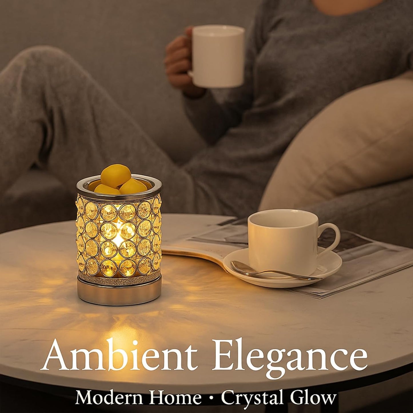 Leyoue Electric Crystal Wax Melt Warmer - Bulb Heating, Elegant Crystal Design, Quickly Melts Wax Blocks, Releases Long-Lasting Fragrance, Perfect Candle Wax Burner and Wax Warmer for Home Decor