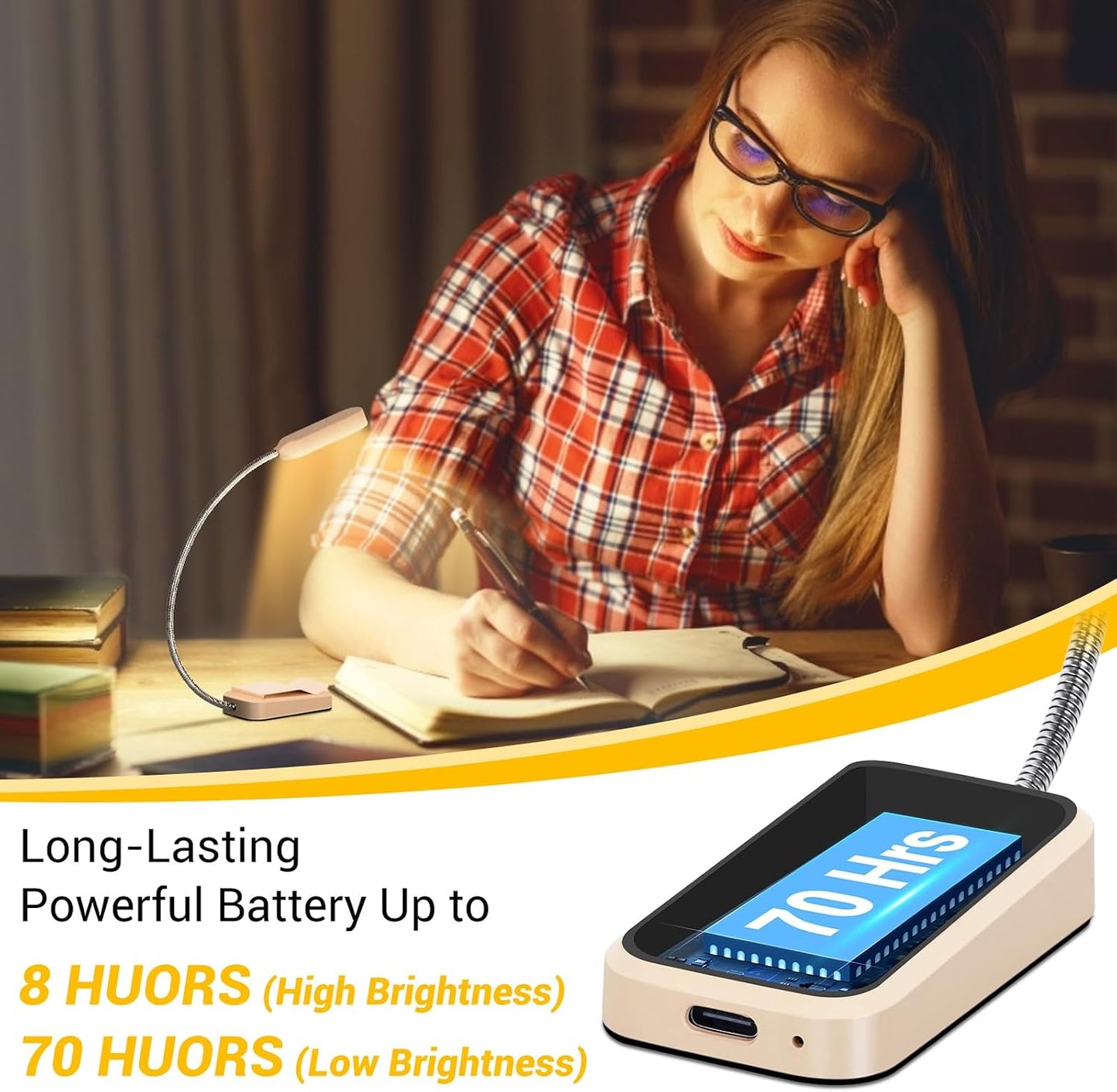 2 Pack Rechargeable Book Lights for Reading at Night, Eye-Caring Clip-On Reading Lights with 3 Color Temperatures & 3 Brightness Levels, Long Runtime Small Lightweight Clip on Lamp, Gifts for Reader