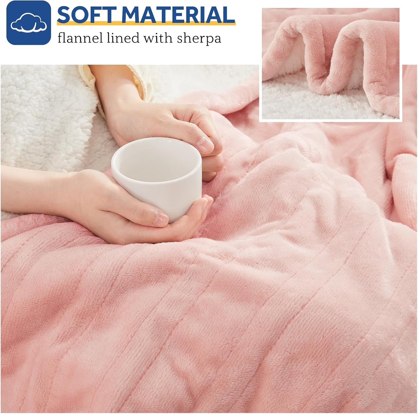 Sealy Electric Throw Blanket, Flannel & Sherpa Heated Throw with 6 Heating Levels & 2-10 Hours Auto Shut Off, Fast Heating & Machine Washable, 50x60 Inch, Light Grey