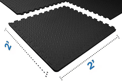 BalanceFrom Puzzle Exercise Mat 1/2" Thick, EVA Interlocking Foam Floor | Tiles for Home Gym, Mat for Home Workout Equipment, Floor Padding for Kids, Black, 24 in x 24 in x 1/2 in, 144 Sq Ft-36 Tiles