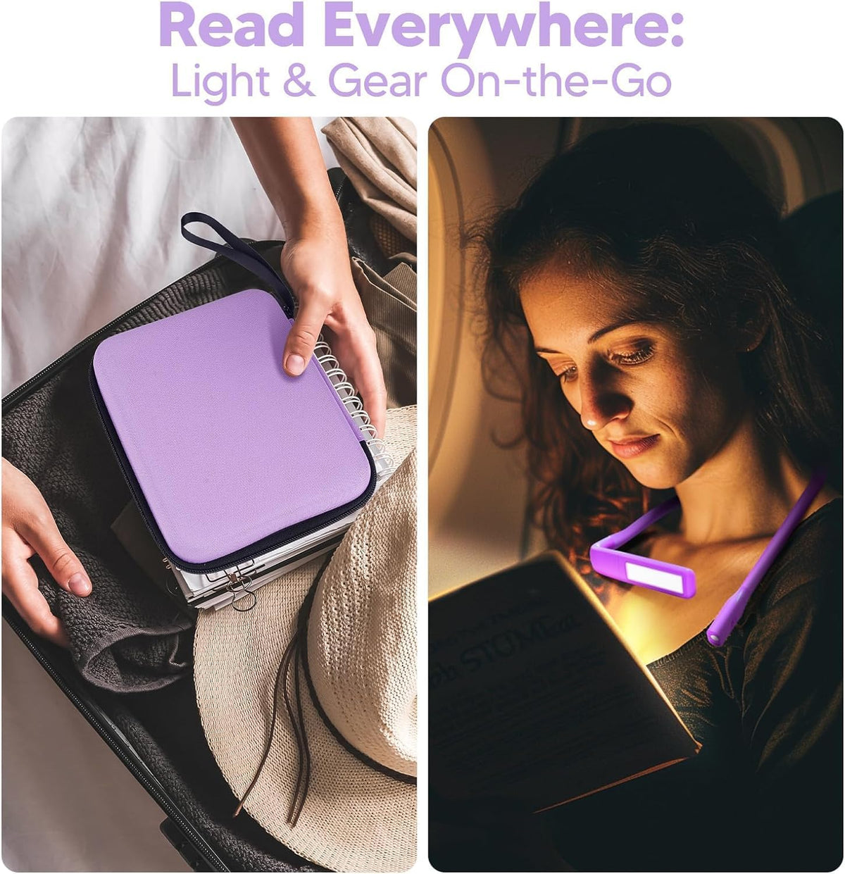 Reading Light, Rechargeable Neck Light, Stepless Dimming Book Light