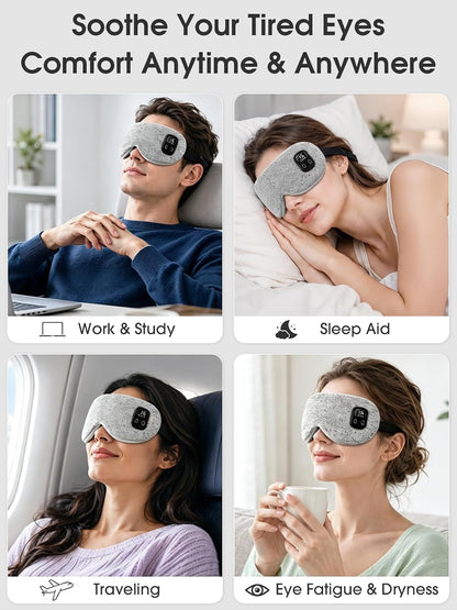 EASICUTI Heated Eye Mask, Cordless Warm Eye Compress for Dry Eyes Blepharitis Stye Treatment Eye Relief Improve Sleep, 4-Level Temperature & Timer, Washable Eye Heating Pad for Sleeping, Travel, Grey