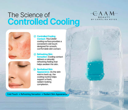 ICE FACE by CAAM BEAUTY | Facial Cryotherapy Roller for “Face & Neck | No-Drip Silicone | Depuff, Firm & Tone | Patented | Designed by Carolina Reyes