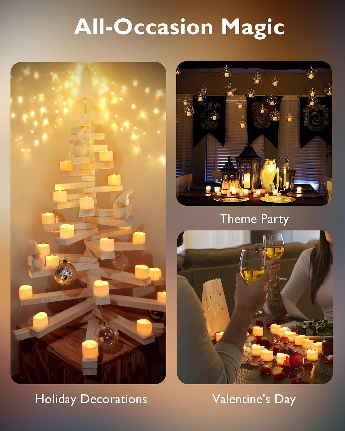 Homemory 24-Pack Flameless LED Tea Lights Candles Battery Operated, 200+Hour Fake Electric Candles TeaLights for Votive, Aniversary, Wedding Centerpiece Table Decor, Funeral, Halloween, Christmas