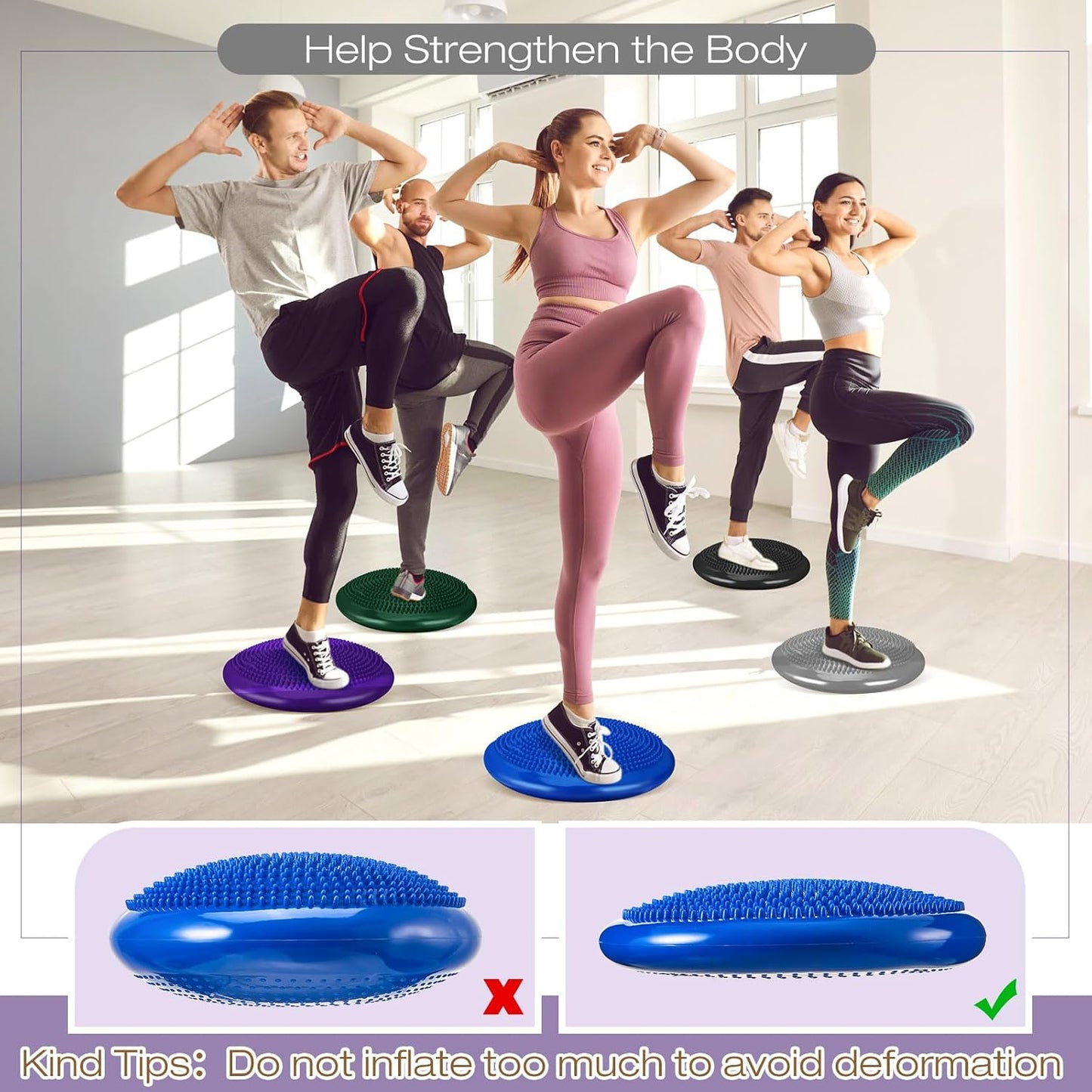 Amylove 6 Pcs Wiggle Seat Inflated Wobble Cushion for Sensory Kid 13 Inch Balance Disc Kids Flexible Seating Exercise Sensory Pad Chair Cushion for Classroom Office School (Bright)