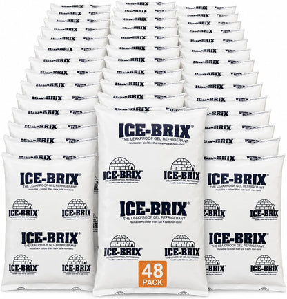 ICE-BRIX Reusable Gel Ice Packs for Shipping, 5 x 2.75 x 0.75 in, 3 oz White (96 Pack) - Compact Cold Packs for GLP-1 Medication Mailers, Lunch Boxes, Small Coolers, Frozen Food & Perishables