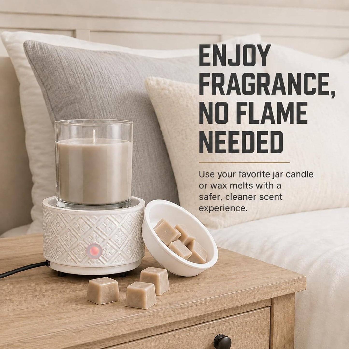 mocosa Ceramic Wax Warmer Wax Melt Warmer for Scented Wax 3-1 Electric Candle Warmer Home Fragrance Wax Burner for Mom Women(White-Fan Shaped)