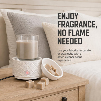 mocosa Ceramic Wax Warmer Wax Melt Warmer for Scented Wax 3-1 Electric Candle Warmer Home Fragrance Wax Burner for Mom Women(White-Fan Shaped)