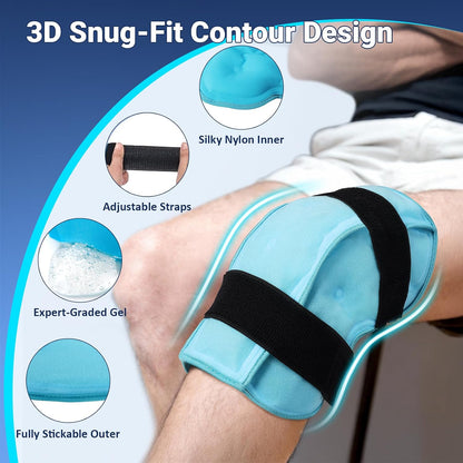 Comfytemp Knee Ice Pack Wrap for Injury Reusable Gel, FSA Eligible HSA, Knee Hot Cold Therapy for Leg Pain Relief, Replacement, Arthritis, Recovery, After Surgery, Women Gift, Fathers Day Dad Men Gift