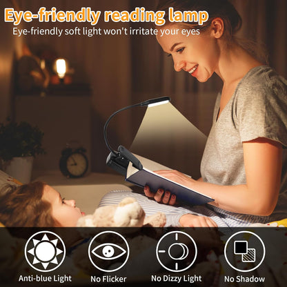 4 Pack Reading Light with 3 Color Temperature, 6 LED Book Clip Lamp for Reading in Bed, Easily Clip on to a Small Mini Lightweight Book Lights for Read Book Lovers