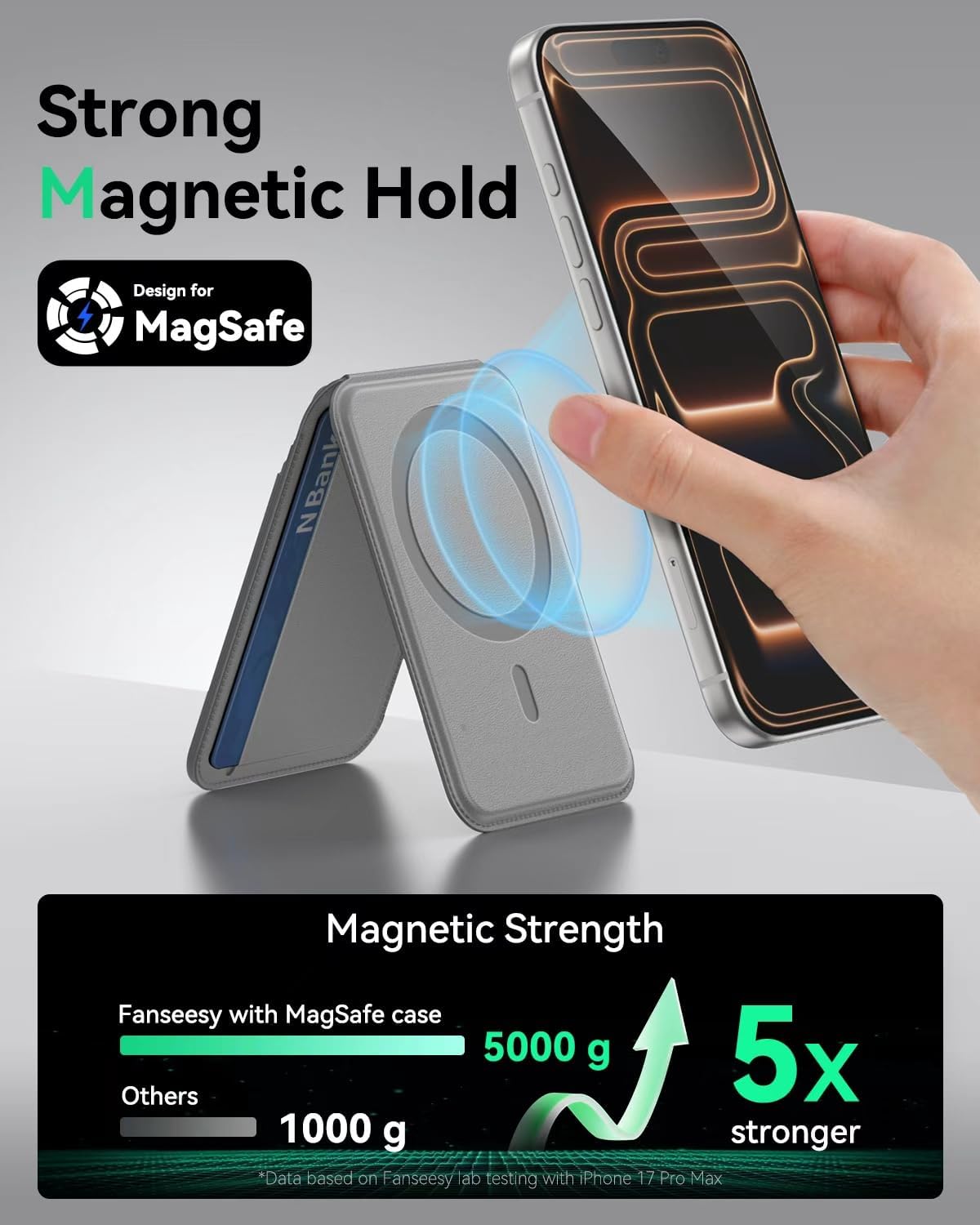 TWZKG for MagSafe Wallet, Works with Apple Find My,5 Card Holder with Stand