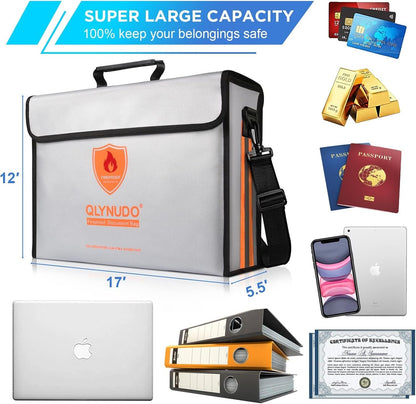 Large Fireproof Bag for Documents, Fire Safe Box for 3-Ring Binders
