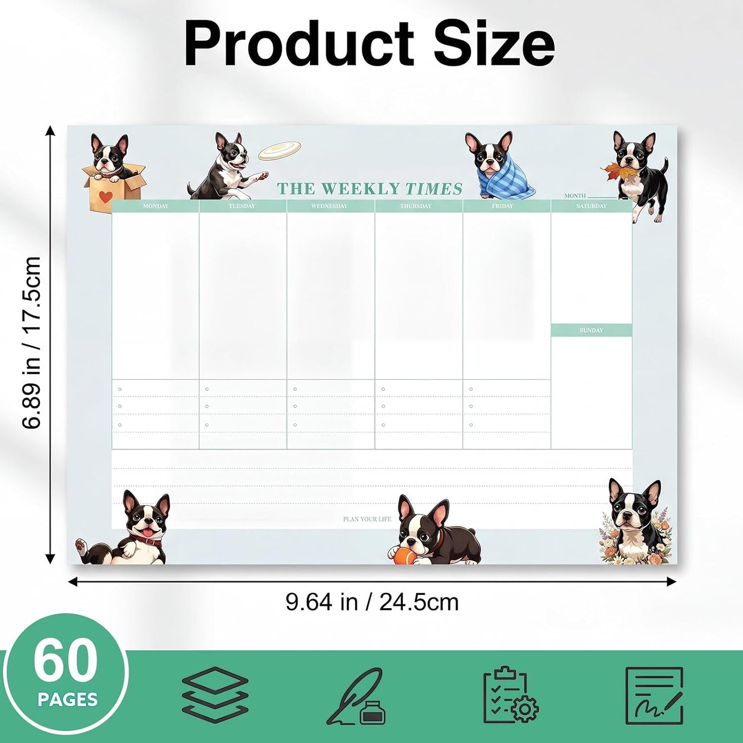 60 Sheets Weekly Pad, Tear Off Weekly Planner Notepad with Daily Schedule Weekly to Do List Notepad（7x10” ）