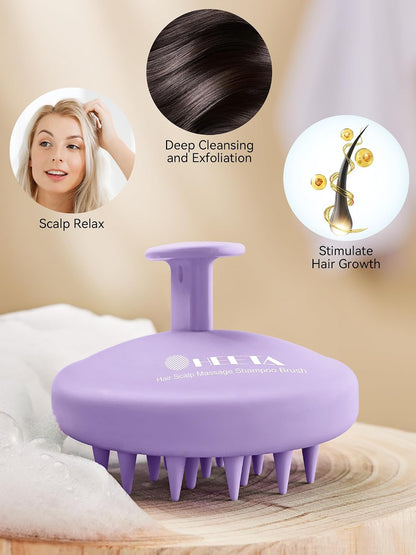 HEETA Scalp Massager Hair Growth, Scalp Scrubber with Soft Bristles, Integrated Silicone Design, Exfoliator for Dandruff Removal & Relaxation, Shampoo Brush Fit Wet Dry Hair Use, Black