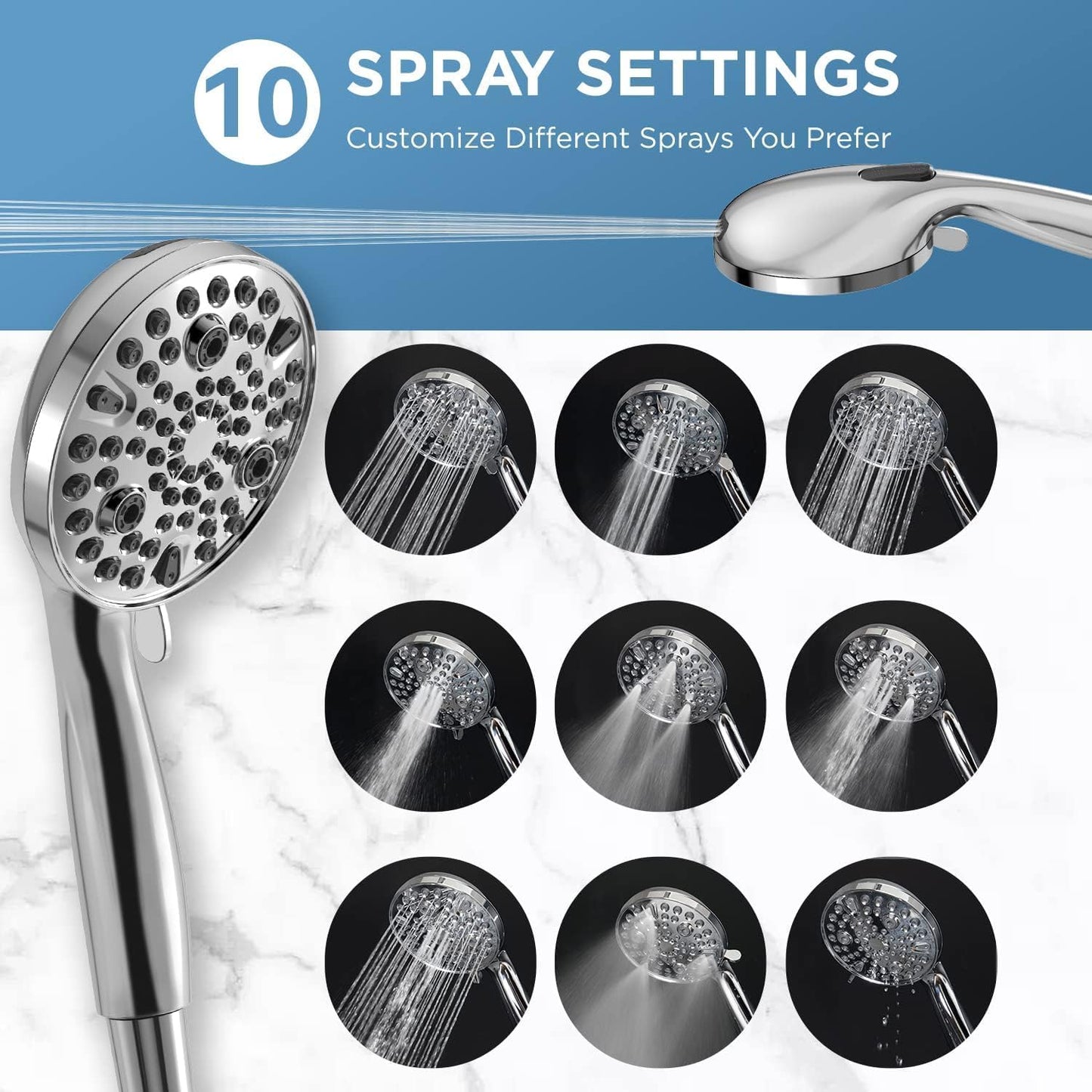 MakeFit Dual Filtered Rain Shower Head Combo, High Pressure Handheld Shower Head with Adjustable Bar - Rainfall Shower Head And Showerhead with Filter for Hard Water - Removes Chlorine