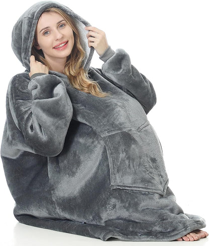 Oversized Hoodie Blanket, Wearable Blanket sweatshirt, Ultra Soft Sherpa Fleece Comfy Snuggle Hoodie