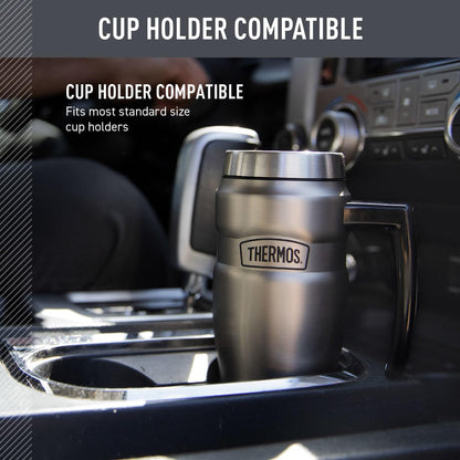 THERMOS Stainless King Vacuum-Insulated Travel Tumbler, 16 Ounce, Matte Steel