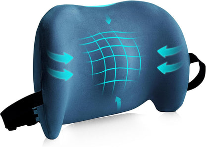 Lumbar Support Pillow for Office Chair, Car Lumbar Pillow Lower Back Pain Relief, Memory Foam Back Cushion with 4D Mesh Cover and Adjustable Straps, Ergonomic Chair Back Pillow for Car,Bed, Gaming