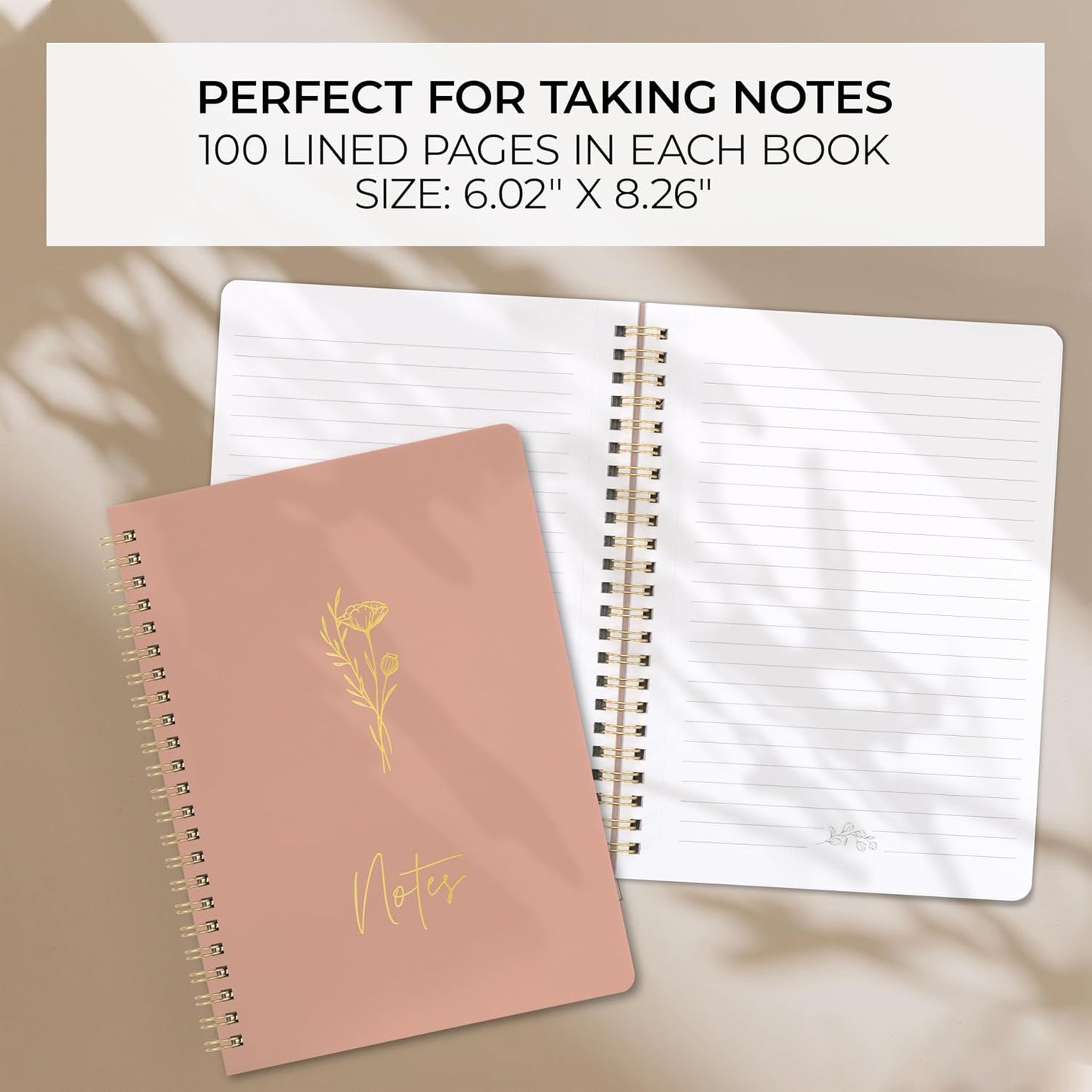 ZICOTO Aesthetic Spiral Notebook Set of 3 For Women - Cute College Ruled 8x6 Journal/Notebook with Large Pockets And Lined Pages - Perfect Supplies to Stay Organized at Work or School