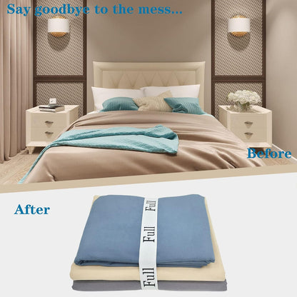 Bed Sheet Organizer Bands, Sheet Organizers and Storage Label Bands, Sheet Label for Bedding, Sheets Organizer for Closet,Sheet Keepers Linen Labels Bedding Bands (Queen)