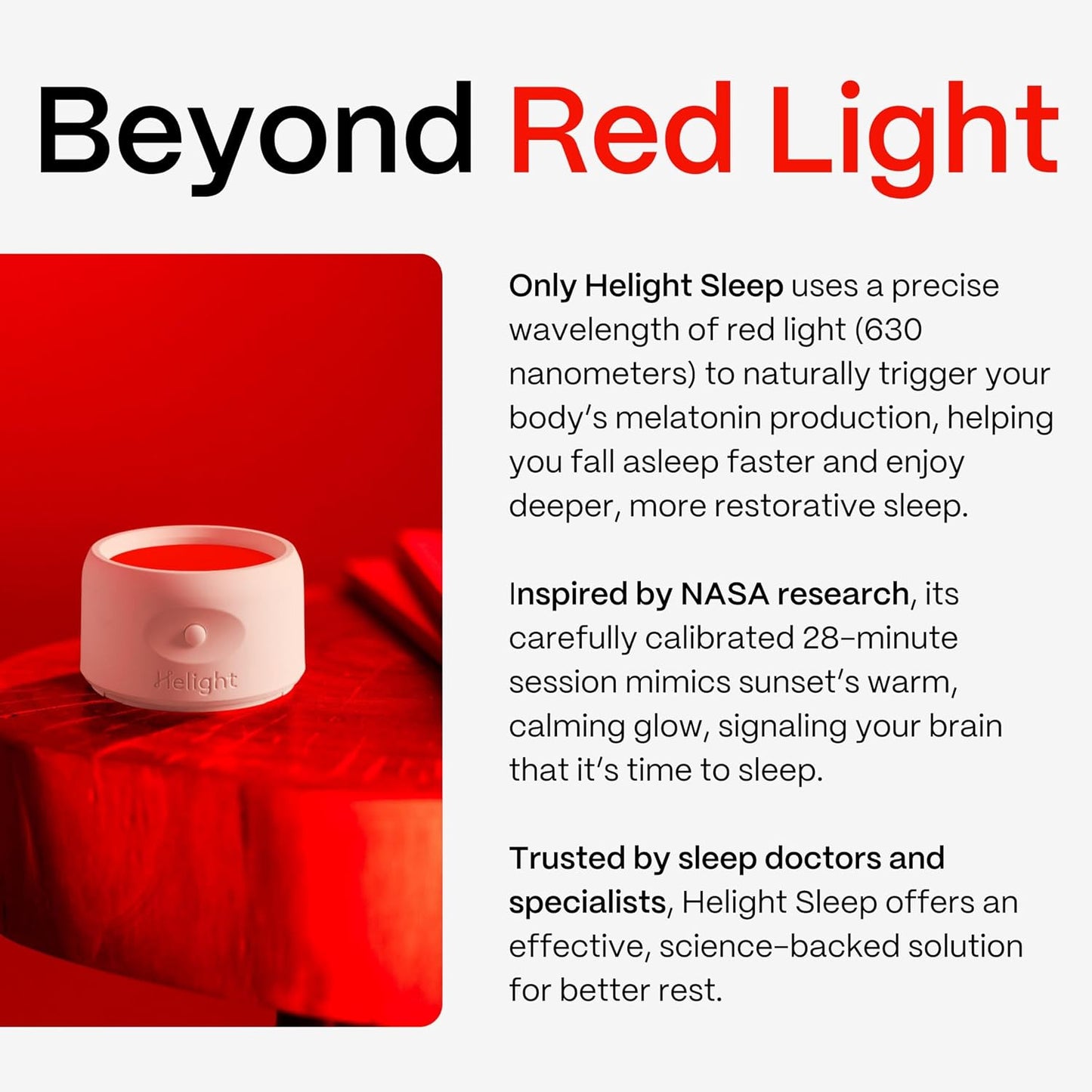 Helight Red Light Therapy Sleep Device – 630nm Pure Red Light Lamp Sleep Aid to Support Deep Relaxation – Rest Lamp Backed by Science for Adults & Kids Bedrooms