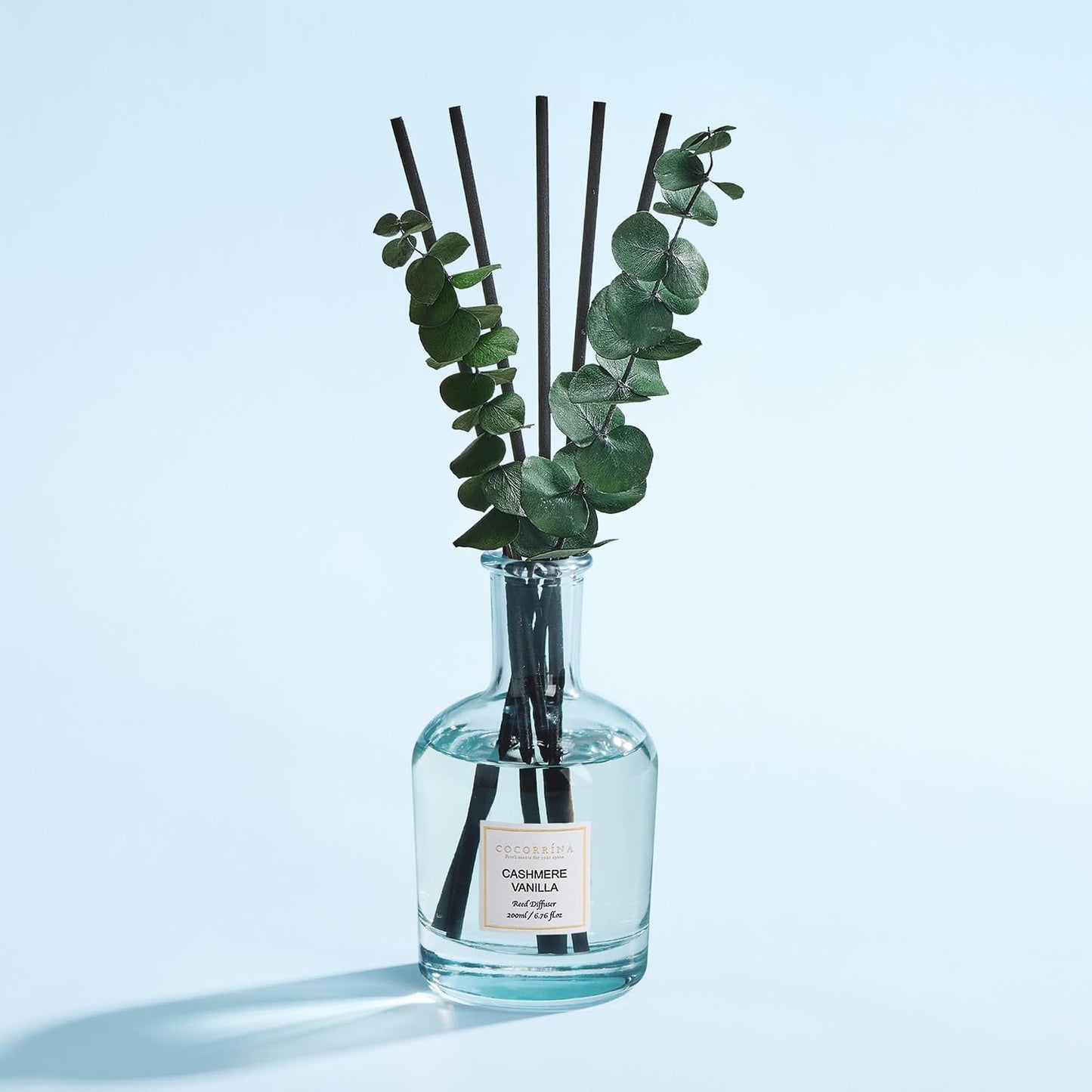 COCORRÍNA Wild Mint & Eucalyptus Reed Diffuser – 6.76 oz Essential Oil with 8 Reeds & Real Eucalyptus Sticks, Home Fragrance for Bedroom or Bathroom Décor