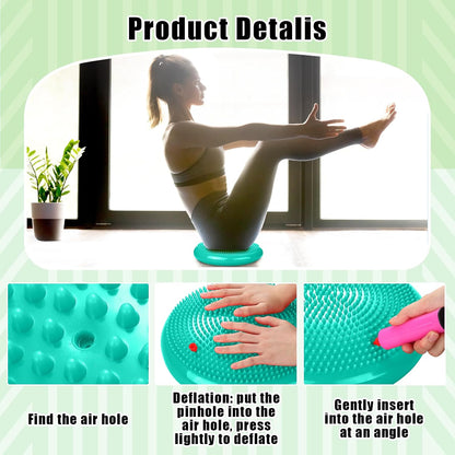 Silipull 2 Pcs Wiggle Seat Inflated Wobble Cushion Flexible Balance Disc with Air Pump for Core Stability Strengthening Improving Posture Physical Exercise