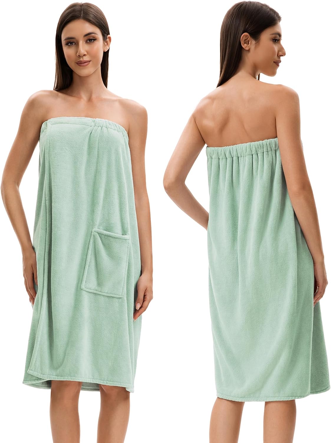 Towel Wrap For Women After Shower，Plush Bath Robe Female，Sauna Spa Wrap Around Towels With Pockets
