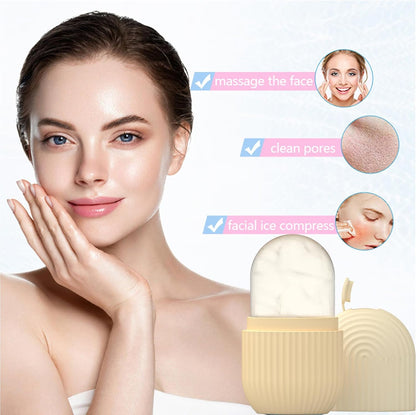 Joyeee Ice Face Roller, Reusable Silicone Mold Face Massage Eye Facial Beauty Skin Care Tools Apply Ice for Shrink Pores Anti Wrinkle Reduce Puffiness Improve Skin Elasticity, Striped