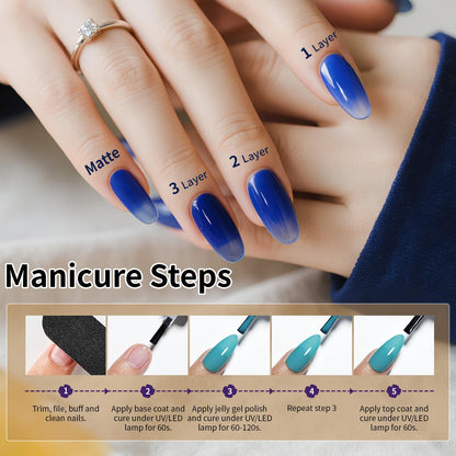 JODSONE Gel Nail Polish Kit 60 PCS with U V Light Soak off Base Top Coat 55 Shine Colors Gel Nail Kit Bright and Dark Brown Wine Red Series Manicure Set for Women and Girls