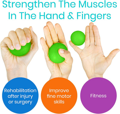 Vive Squeeze Balls for Hand Therapy, Exercise, Arthritis (w/Rehab Video App) - Grip Strengthener Occupational Equipment for Finger, Wrist, Carpal Tunnel, Pain Relief