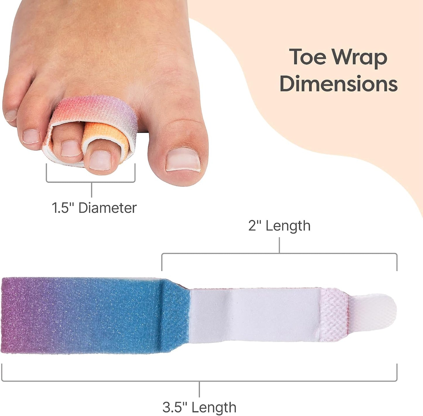 ZenToes Hammer Toe Corrector for Women & Men - Reusable Fabric Buddy Wraps for Broken Toes - Cushioned Toe Splint for Protection & Recovery & Hammertoe Straightener - 4 Count (OSFM, Beige)
