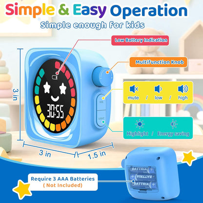 Visual Timer for Kids, 99 Minute Digital Cute Kids Visual Timer Classroom Timer for Homeschool Supplies Study Teaching Time Management Tool Countdown Productivity Timer, White, Colorful Display