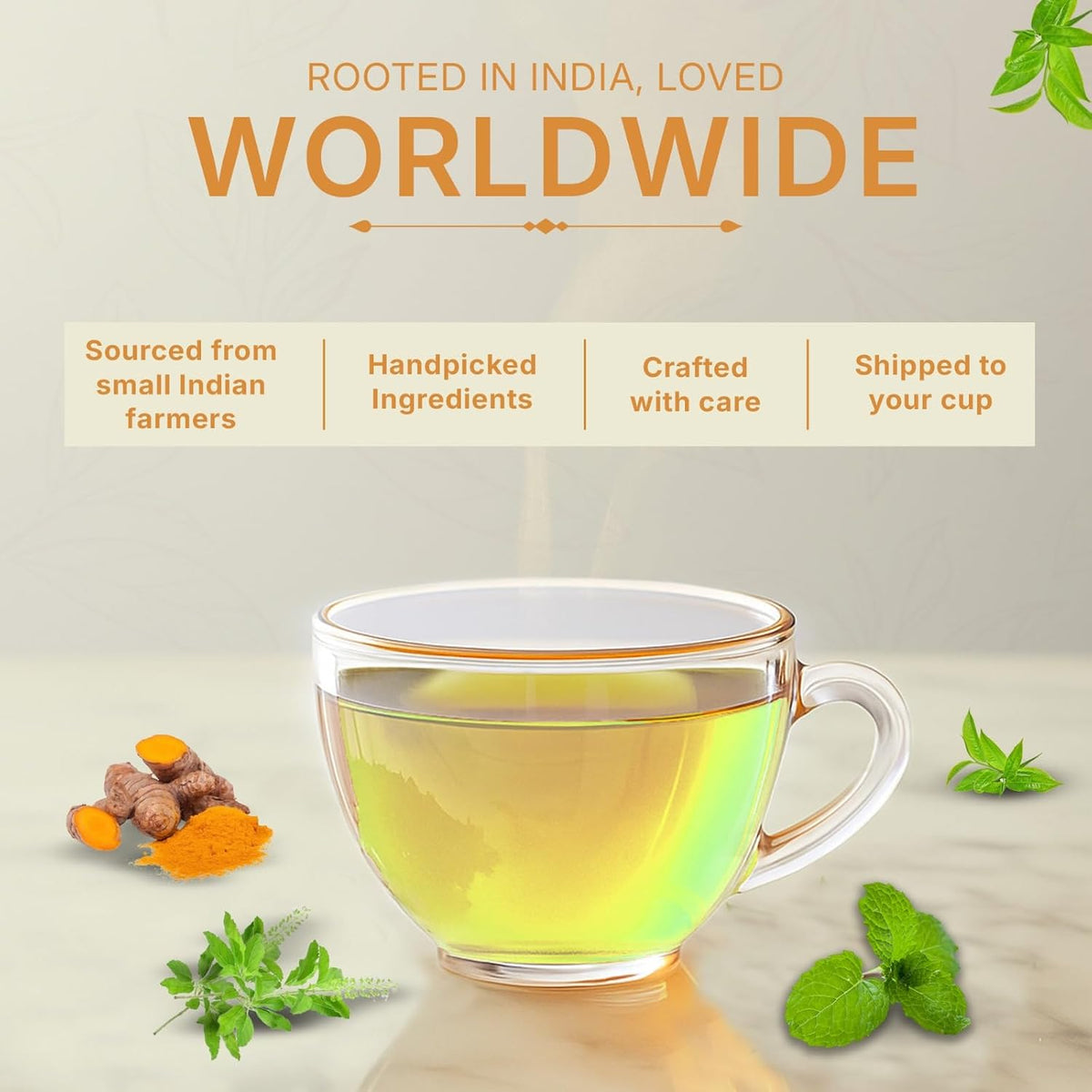 Turmeric, Peppermint & Basil Tulsi Green Tea Loose Leaf 3.5oz, 50 Tea Bags