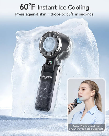 Portable Fan, Handheld Fan with Turbo & Ice Cooling, Black