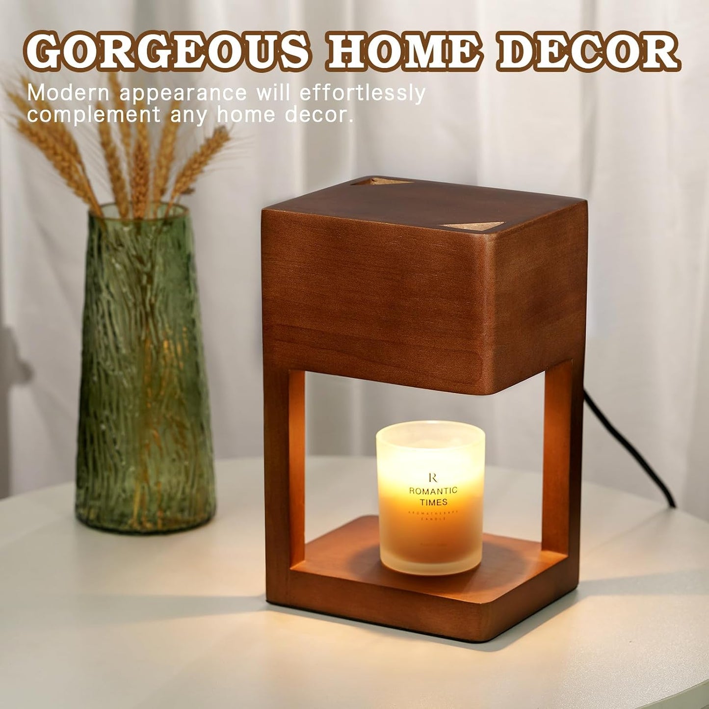 Modern Candle Warmer Lamp with Timer, Dimmable Candle Lamp Warmer, Mothers Day Birthday Gifts for Women Men, Black Candle Warmer, Adjustable Candle Light Warmer, Cozy Living Room Bedroom Home Decor