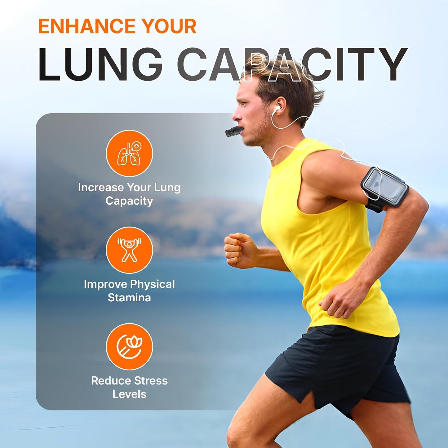 TN TINEXER Portable Compact Lung Exercise Device with High Quality Silicone Breathing Exercise Device Portable Muscle Trainer Easy to Clean