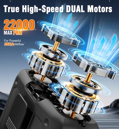 20000mAh Portable Personal Fan, 41Hours with True High Speed Dual Motors