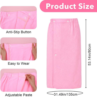 4 Pcs Spa Wrap Towel Wrap for Women Women's Shower Wraps Robes Bath Robe Spa Robe with Adjustable Closure Elastic Top