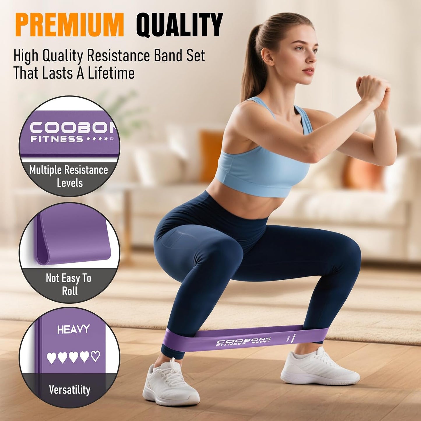 Resistance Bands for Working Out, Exercise Bands Resistance Bands Set with 5 Resistance Levels, Latex Loop Bands for Women Men, Workout Bands for Legs, Glutes, Strength Training, Yoga, Home Gym