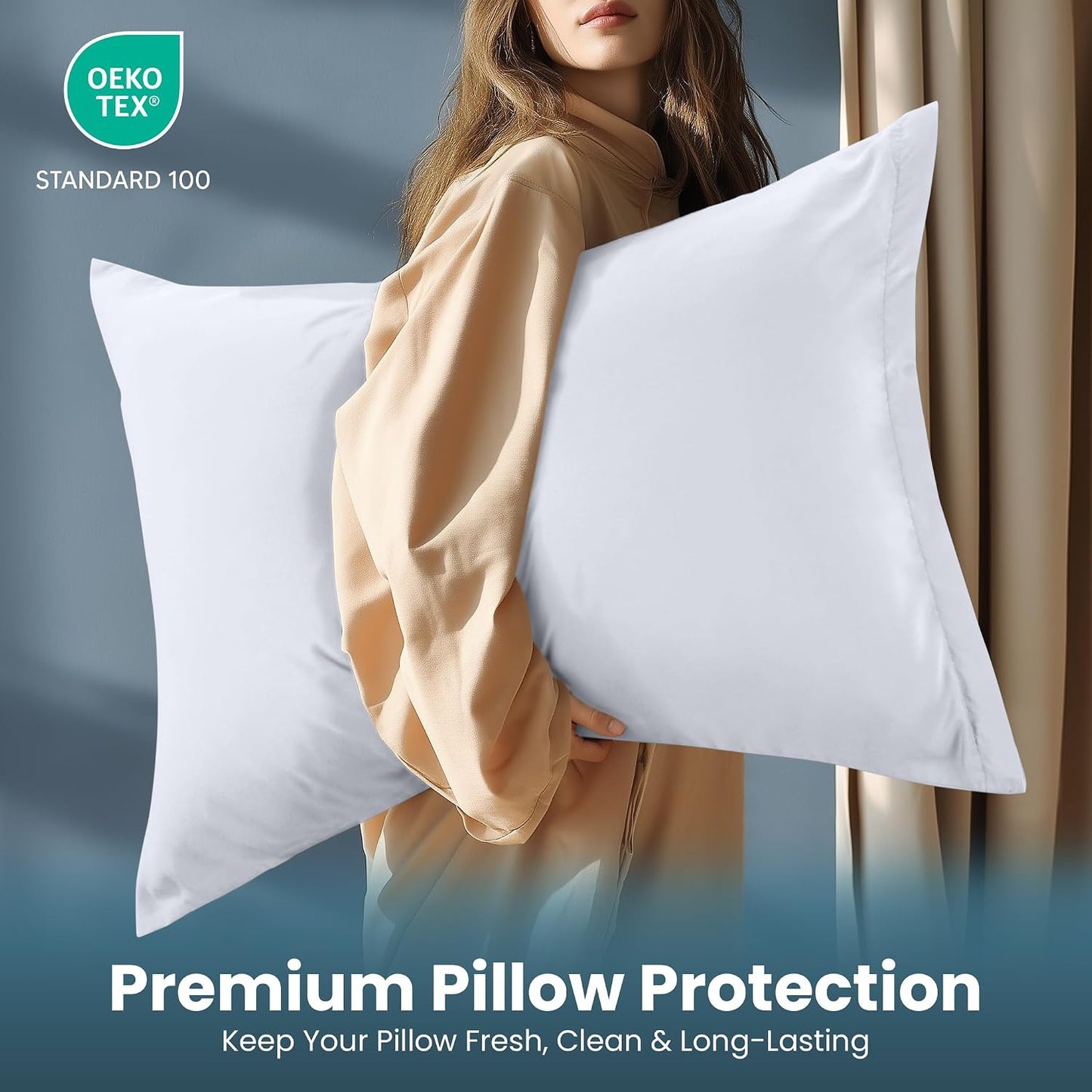 Utopia Bedding 4 Pack Pillow Protectors with Zipper Queen Size, Soft Brushed Microfiber Fabric Pillow Cases, Shrinkage and Fade Resistant Pillow Covers (White)