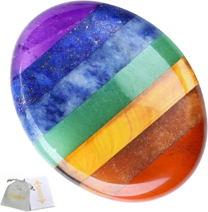 2PCS Worry Stone for Anxiety Tigers Eye Amethyst Healing Crystals Hand Thumb Stones Pocket Gemstones Meditation Accessories Oval Crystal Natural Relax Palm Stone Anxiety Relief Items Stocking Stuffers