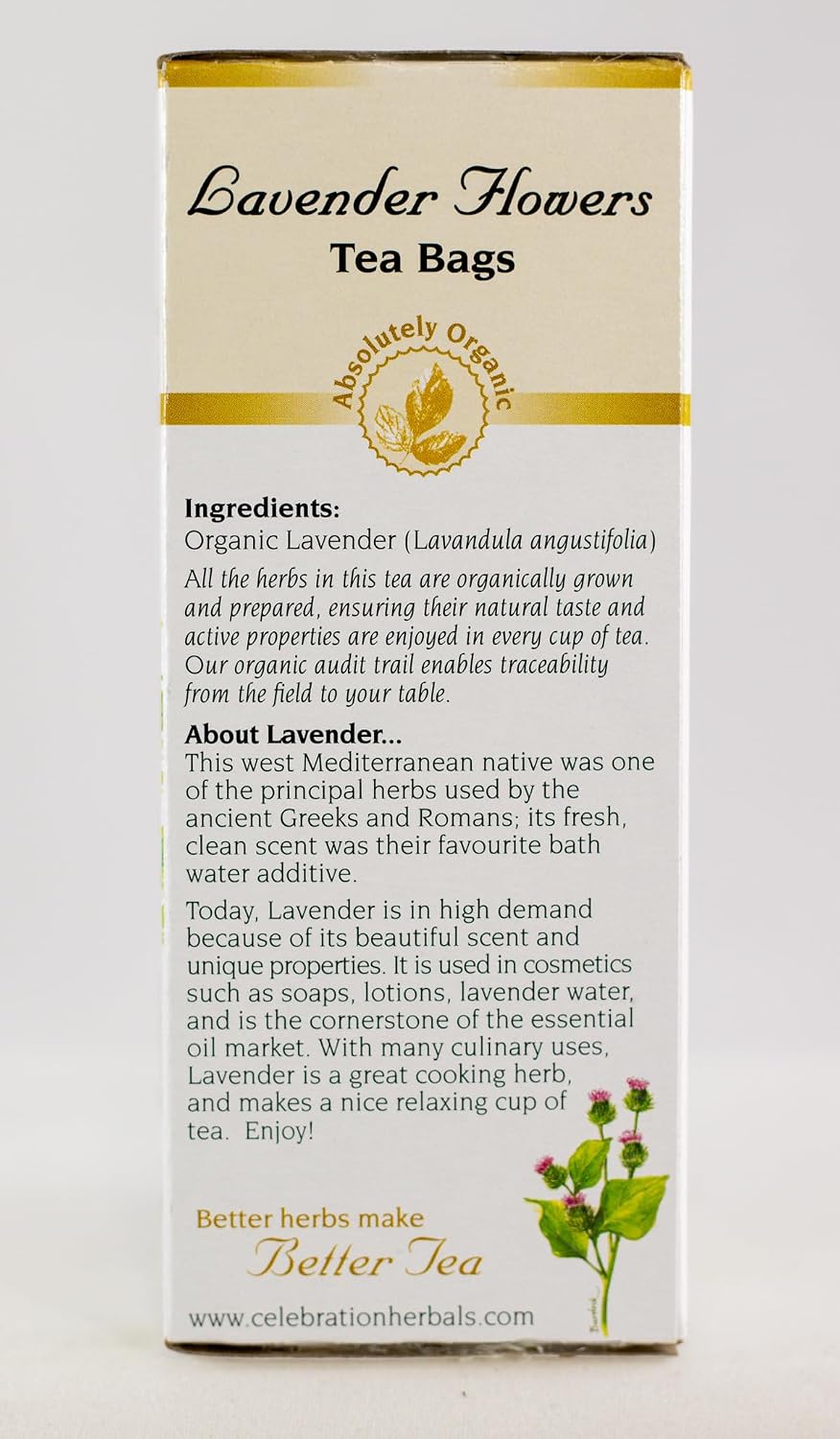 CELEBRATION HERBALS Lavender Flowers Tea Organic 24 Bag, 0.60 Ounce