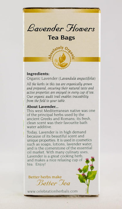 CELEBRATION HERBALS Lavender Flowers Tea Organic 24 Bag, 0.60 Ounce