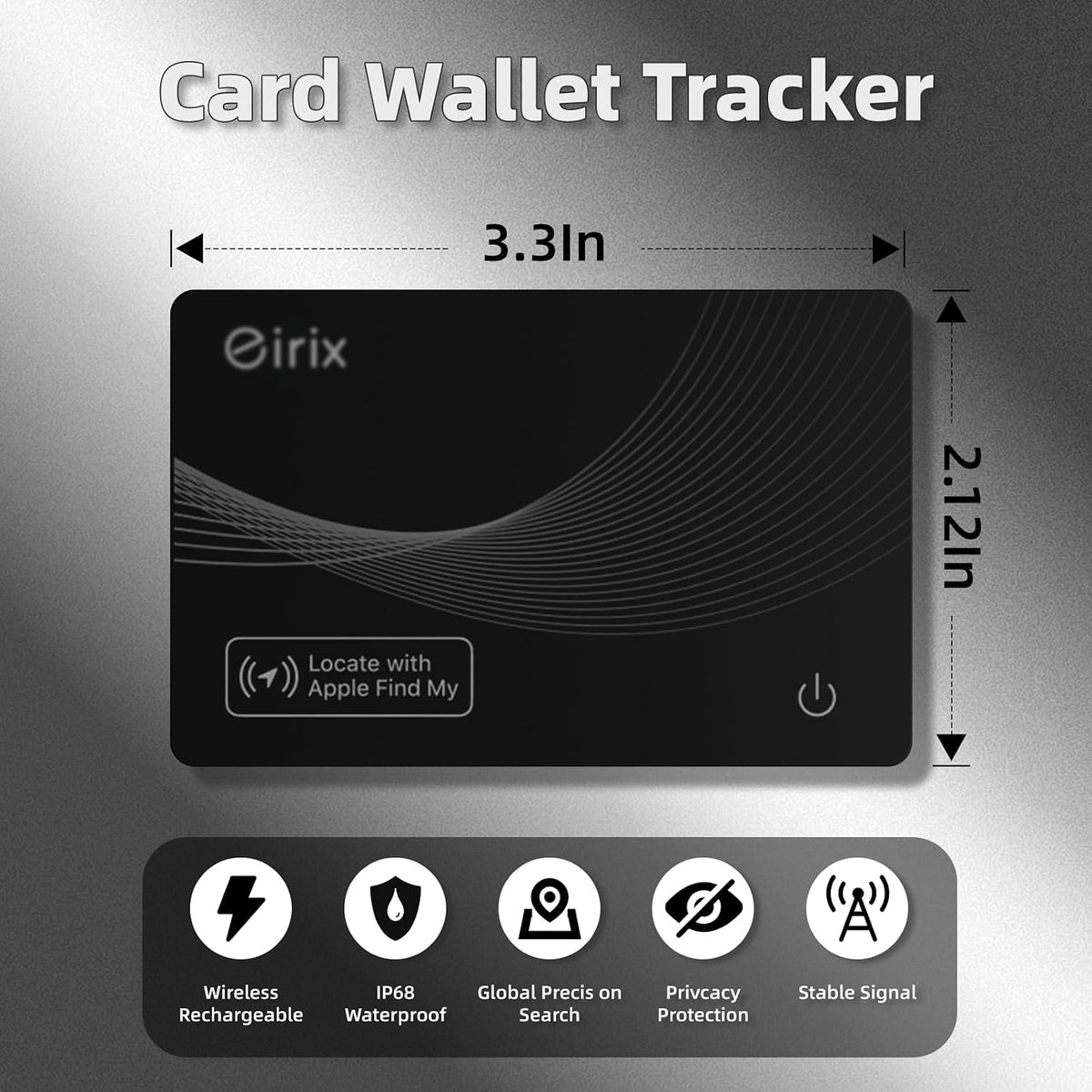 Smart Wallet Tracker Card - Item Finder for Luggage, Keys & Passport 、Compatible with Apple Find My、Slim, Rechargeable & IP68 Waterproof (4 Black)